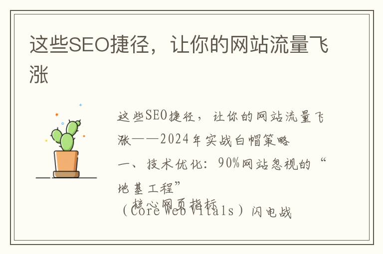 这些SEO捷径，让你的网站流量飞涨